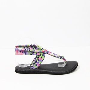 Sanuk Yoga Sling Sandal sz 6 Toe Post Women Flip Flops Flat Colorful